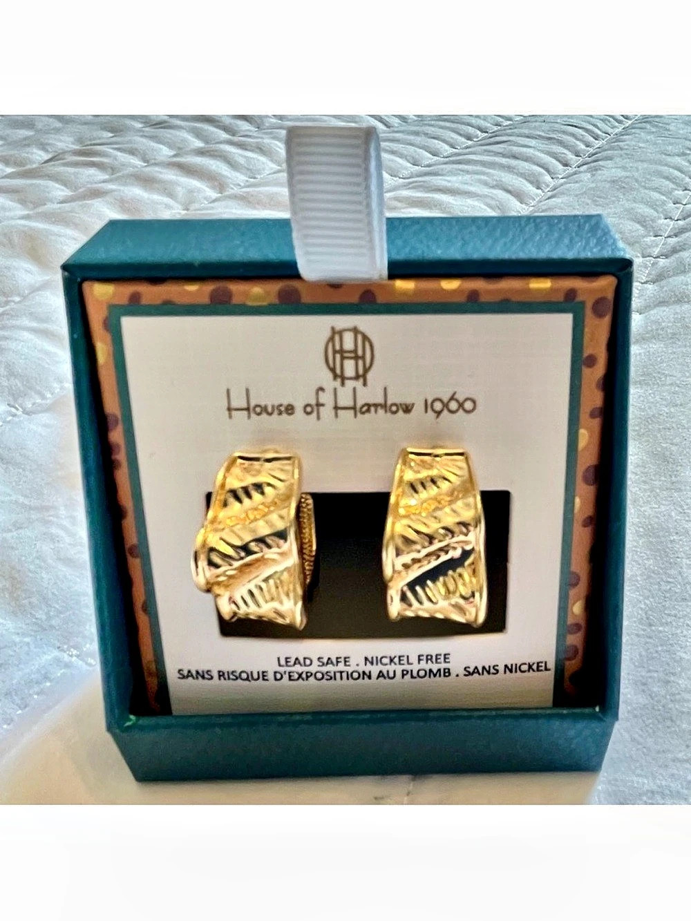 House of Harlow 1960 Honeycomb Hoop Earrings Gold